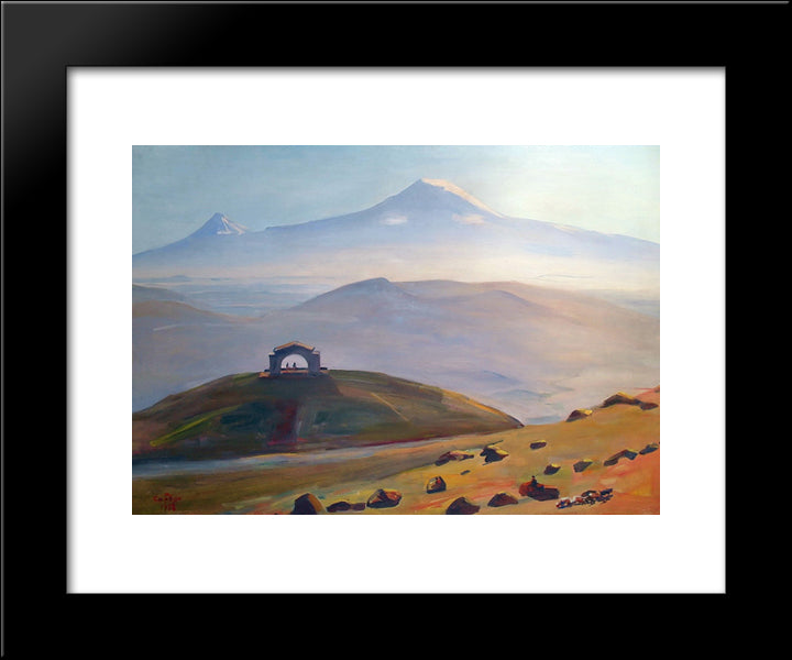 Ararat And Arch Charents 20x24 Black Modern Wood Framed Art Print Poster by Saryan, Martiros