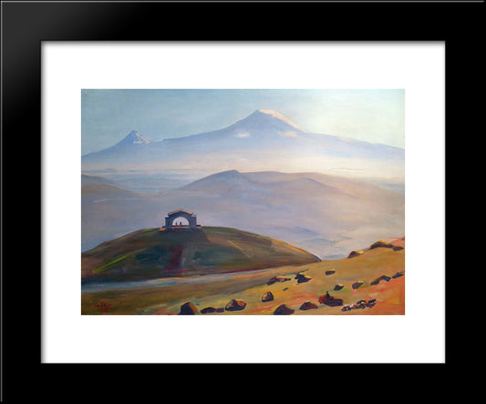 Ararat And Arch Charents 20x24 Black Modern Wood Framed Art Print Poster by Saryan, Martiros