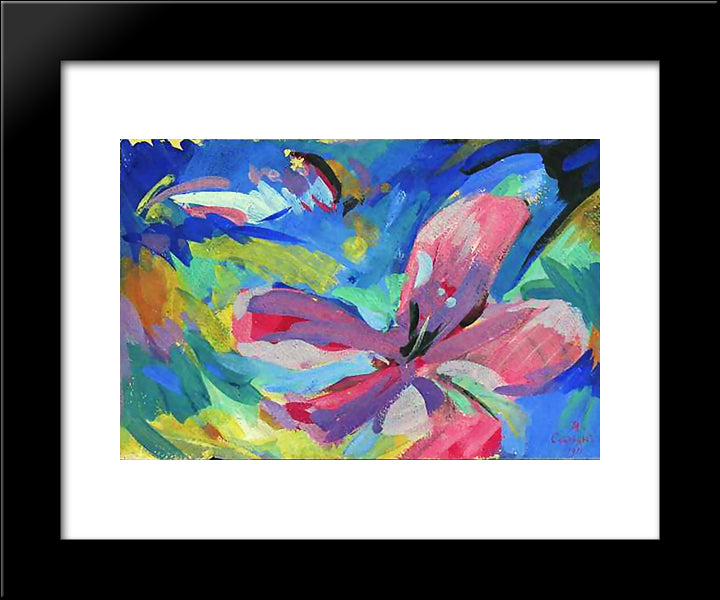 Flower 20x24 Black Modern Wood Framed Art Print Poster by Saryan, Martiros