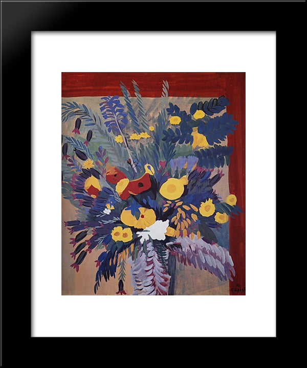 Flowers From Chamlych 20x24 Black Modern Wood Framed Art Print Poster by Saryan, Martiros
