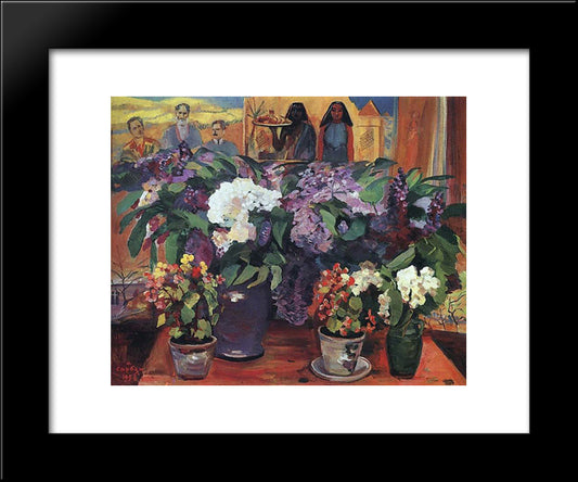 Flowers In The Workshop 20x24 Black Modern Wood Framed Art Print Poster by Saryan, Martiros
