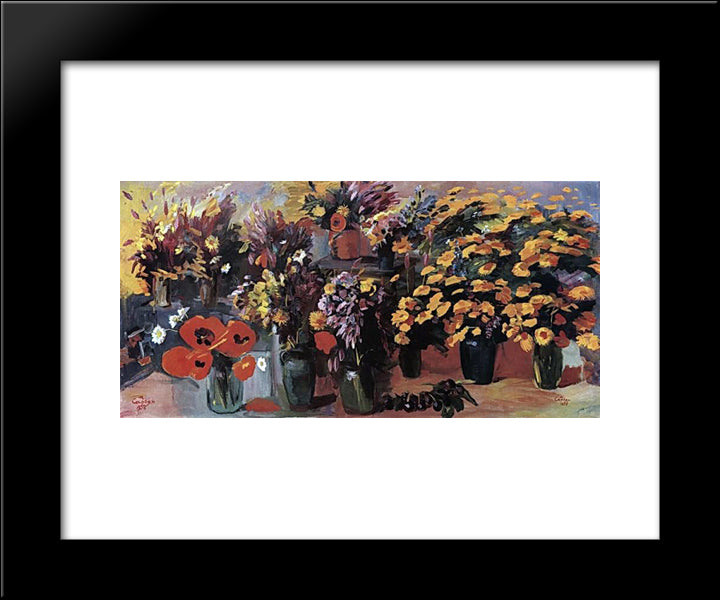 Flowers Of Sevan Pass 20x24 Black Modern Wood Framed Art Print Poster by Saryan, Martiros