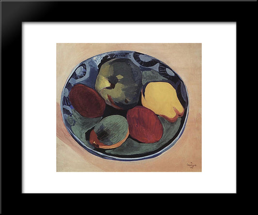 Fruits On The Blue Plate 20x24 Black Modern Wood Framed Art Print Poster by Saryan, Martiros