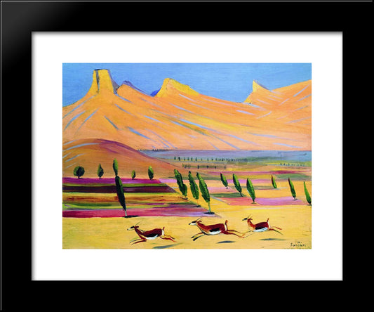 Gazelles 20x24 Black Modern Wood Framed Art Print Poster by Saryan, Martiros