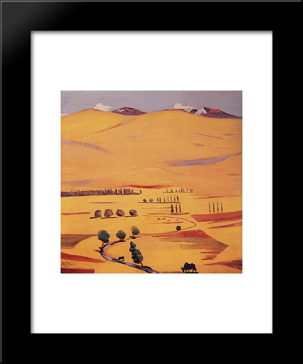 Geghama Mountains 20x24 Black Modern Wood Framed Art Print Poster by Saryan, Martiros