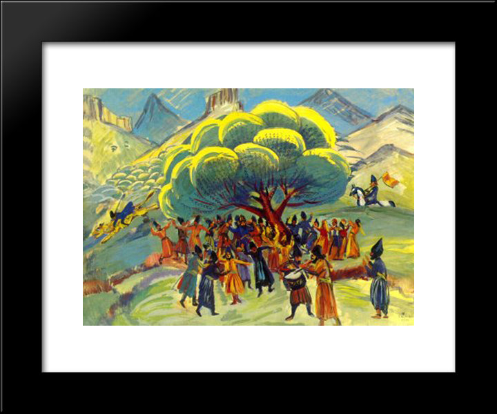 Holiday Under The Tree 20x24 Black Modern Wood Framed Art Print Poster by Saryan, Martiros