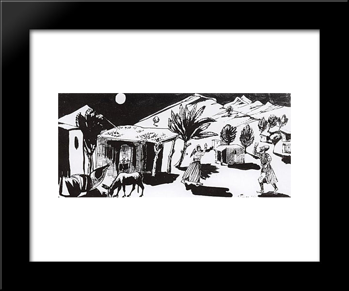 Illumination For The Tale By Hovhannes Tumanyan 'Nazar The Brave' 20x24 Black Modern Wood Framed Art Print Poster by Saryan, Martiros