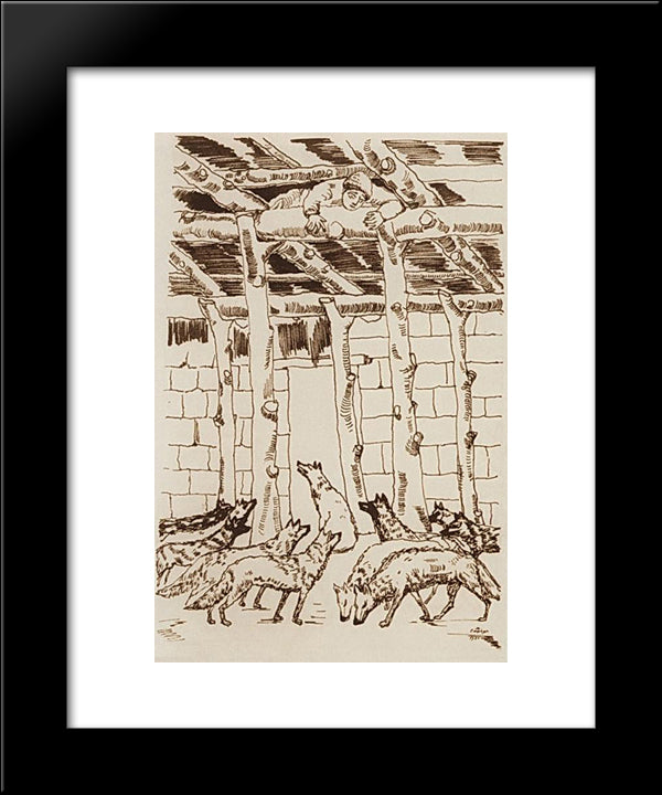 Illustration For Tale Of Hovhannes Tumanyan 'Wolf' 20x24 Black Modern Wood Framed Art Print Poster by Saryan, Martiros