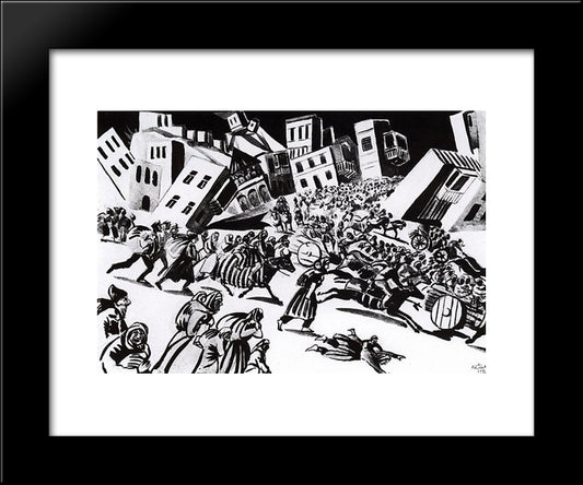 Illustration To Yeghishe Charents' Country Of Nairi - Escape Of Nairyans 20x24 Black Modern Wood Framed Art Print Poster by Saryan, Martiros