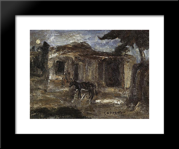 In Armenian Village 20x24 Black Modern Wood Framed Art Print Poster by Saryan, Martiros