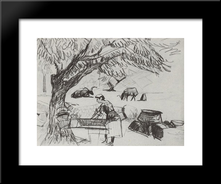 In The Garden 20x24 Black Modern Wood Framed Art Print Poster by Saryan, Martiros