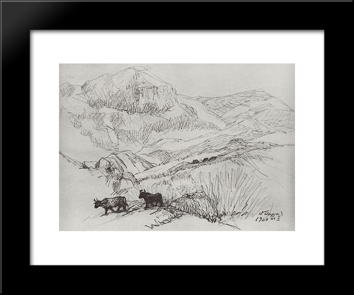 In The Mountains 20x24 Black Modern Wood Framed Art Print Poster by Saryan, Martiros