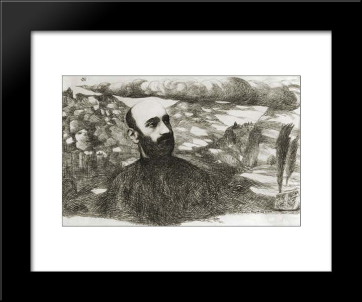 Komitas 20x24 Black Modern Wood Framed Art Print Poster by Saryan, Martiros