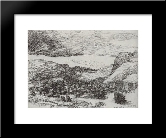 Lake In The Mountains 20x24 Black Modern Wood Framed Art Print Poster by Saryan, Martiros