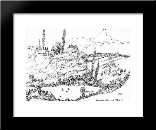 Landscape Of Armenia 20x24 Black Modern Wood Framed Art Print Poster by Saryan, Martiros
