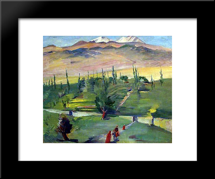Landscape With A View Of Mount Ararat 20x24 Black Modern Wood Framed Art Print Poster by Saryan, Martiros