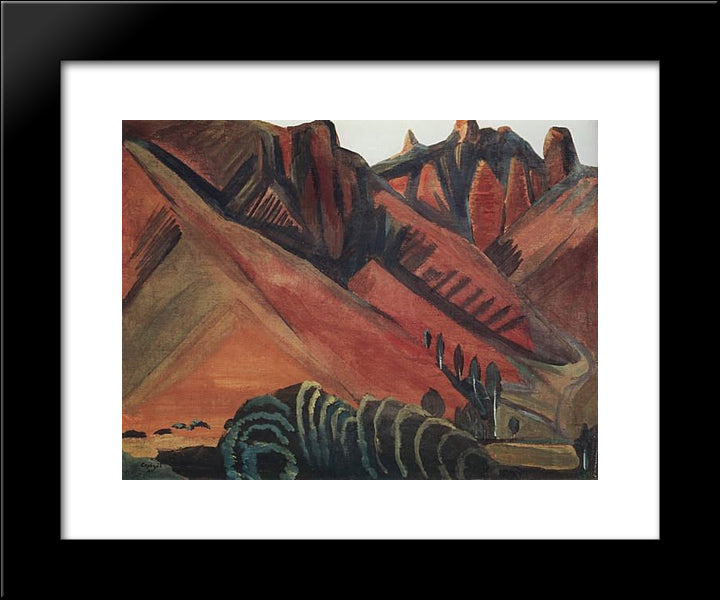 Landscape With Mountains. Surb Khach Rocks. Gohtan. 20x24 Black Modern Wood Framed Art Print Poster by Saryan, Martiros