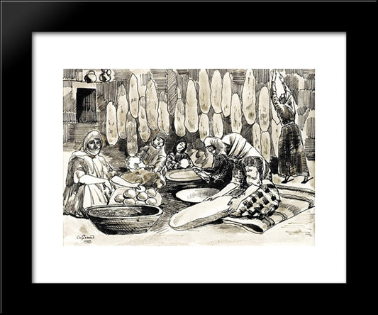 Making Bread 20x24 Black Modern Wood Framed Art Print Poster by Saryan, Martiros