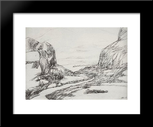 Mountain Gave 20x24 Black Modern Wood Framed Art Print Poster by Saryan, Martiros