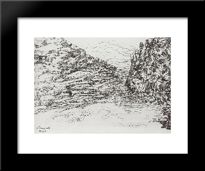 Mountain River 20x24 Black Modern Wood Framed Art Print Poster by Saryan, Martiros