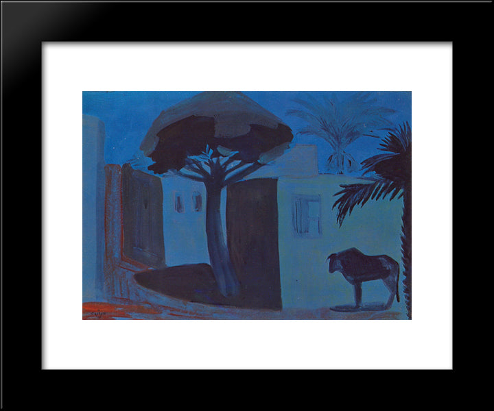 Night Landscape. Egypt. 20x24 Black Modern Wood Framed Art Print Poster by Saryan, Martiros