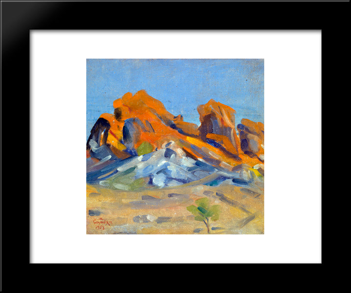 Orange Rocks 20x24 Black Modern Wood Framed Art Print Poster by Saryan, Martiros