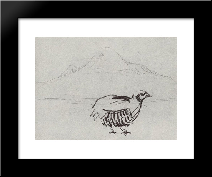 Partridge 20x24 Black Modern Wood Framed Art Print Poster by Saryan, Martiros