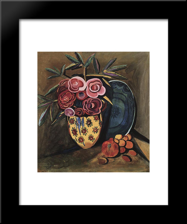 Peonies 20x24 Black Modern Wood Framed Art Print Poster by Saryan, Martiros