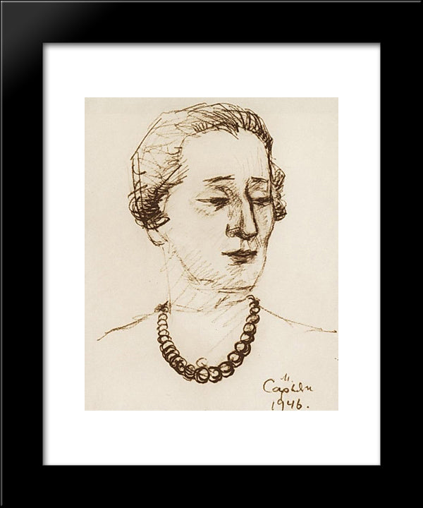 Portrait Of Anna Akhmatova 20x24 Black Modern Wood Framed Art Print Poster by Saryan, Martiros