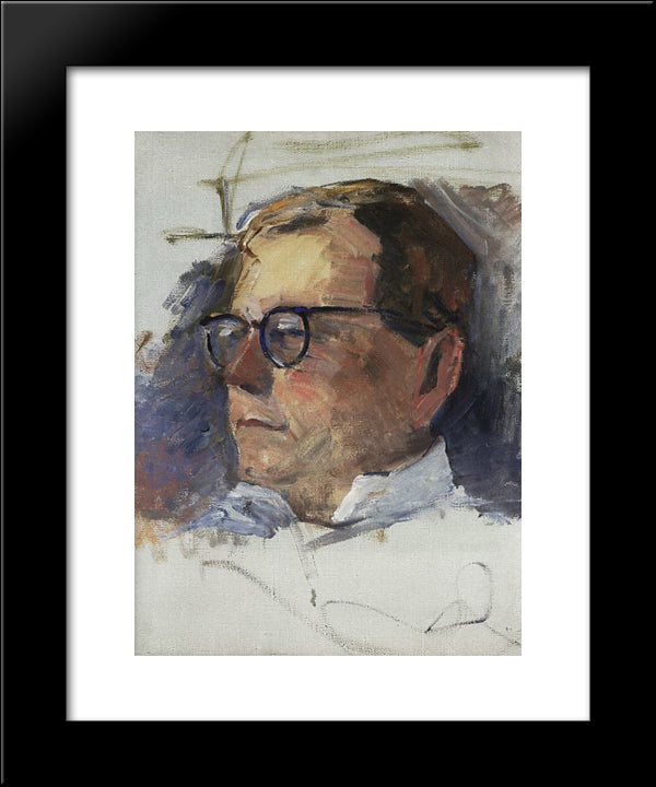 Portrait Of Dmitri Shostakovich 20x24 Black Modern Wood Framed Art Print Poster by Saryan, Martiros
