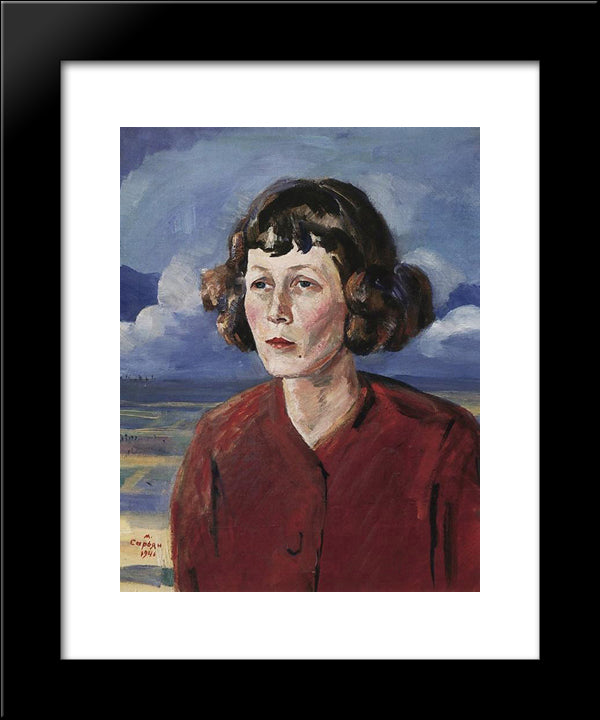 Portrait Of The Poetess Maria Petrovykh 20x24 Black Modern Wood Framed Art Print Poster by Saryan, Martiros