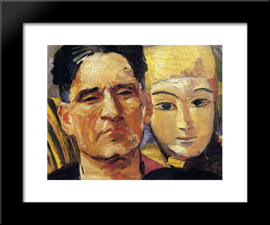 Self - Portrait With Mask 20x24 Black Modern Wood Framed Art Print Poster by Saryan, Martiros