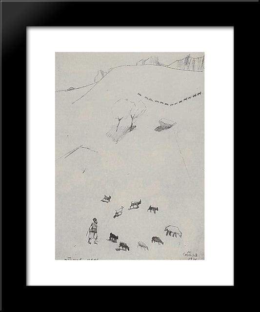 Shelving Field (On The Slope Of The Mountain) 20x24 Black Modern Wood Framed Art Print Poster by Saryan, Martiros