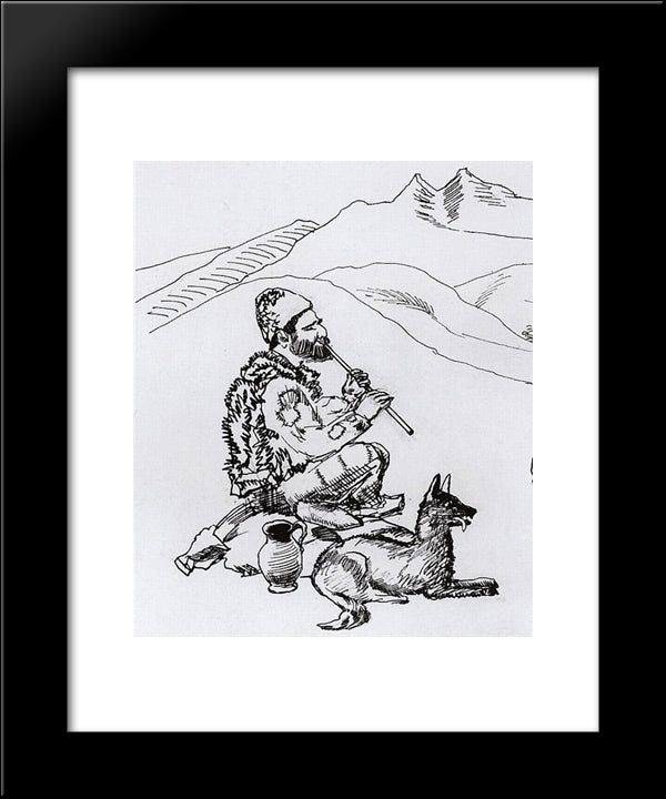 Shepherd 20x24 Black Modern Wood Framed Art Print Poster by Saryan, Martiros