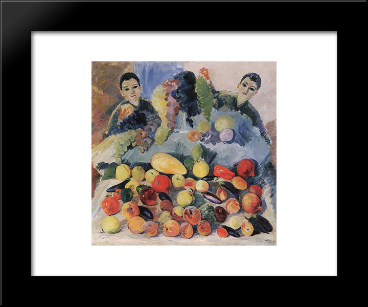 Still Life And Children 20x24 Black Modern Wood Framed Art Print Poster by Saryan, Martiros