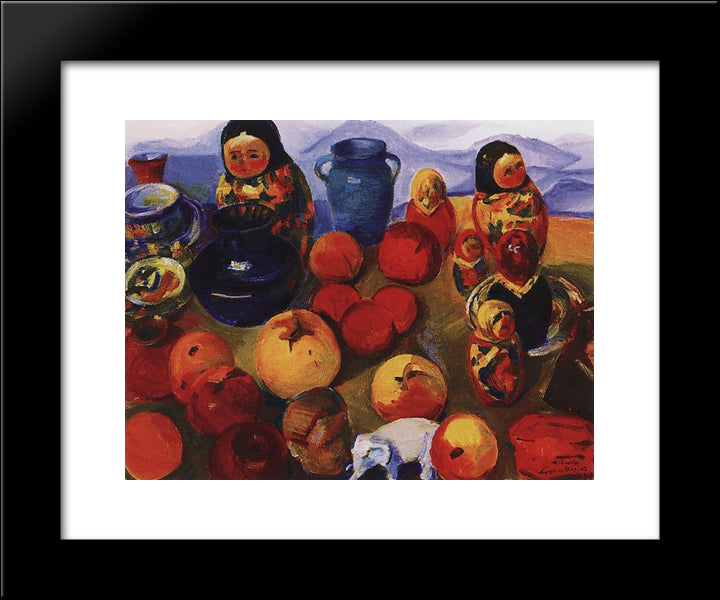 Still Life With Matryoshka Dolls 20x24 Black Modern Wood Framed Art Print Poster by Saryan, Martiros