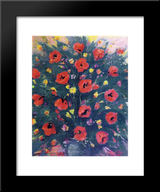 Still Life With Poppies 20x24 Black Modern Wood Framed Art Print Poster by Saryan, Martiros