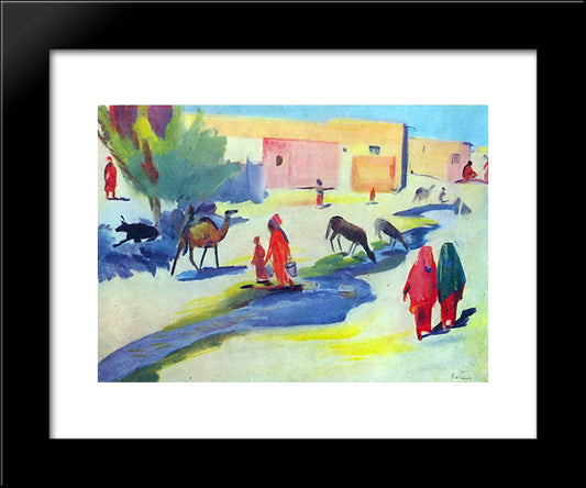 Street And The Ditch In Ashgabat 20x24 Black Modern Wood Framed Art Print Poster by Saryan, Martiros