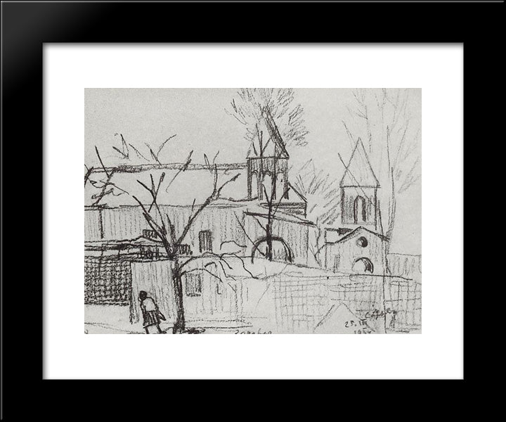 Surb Zoravor Church 20x24 Black Modern Wood Framed Art Print Poster by Saryan, Martiros