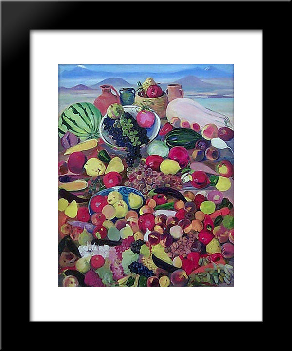 The Fruits From Rocky Slopes Of Aragats 20x24 Black Modern Wood Framed Art Print Poster by Saryan, Martiros