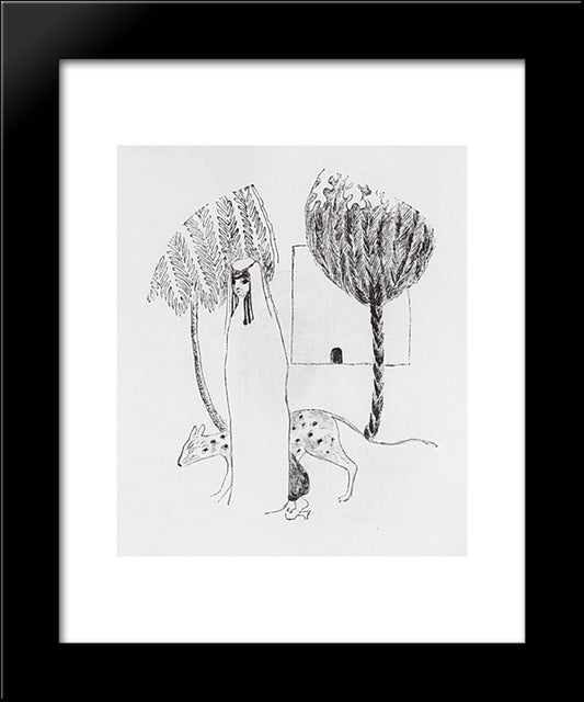 The Girl, Leopard And Trees 20x24 Black Modern Wood Framed Art Print Poster by Saryan, Martiros