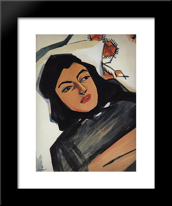 The Head Of The Girl (Mariam Tazahulahyan) 20x24 Black Modern Wood Framed Art Print Poster by Saryan, Martiros