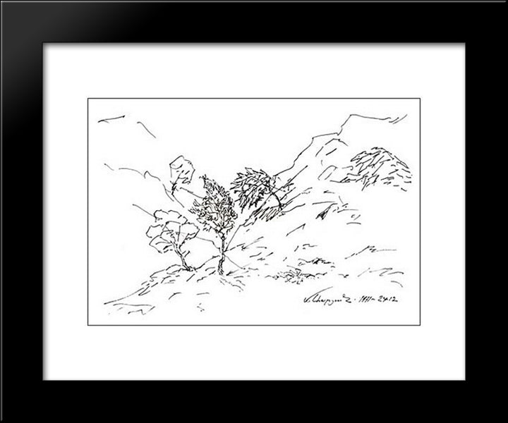 Three Trees 20x24 Black Modern Wood Framed Art Print Poster by Saryan, Martiros