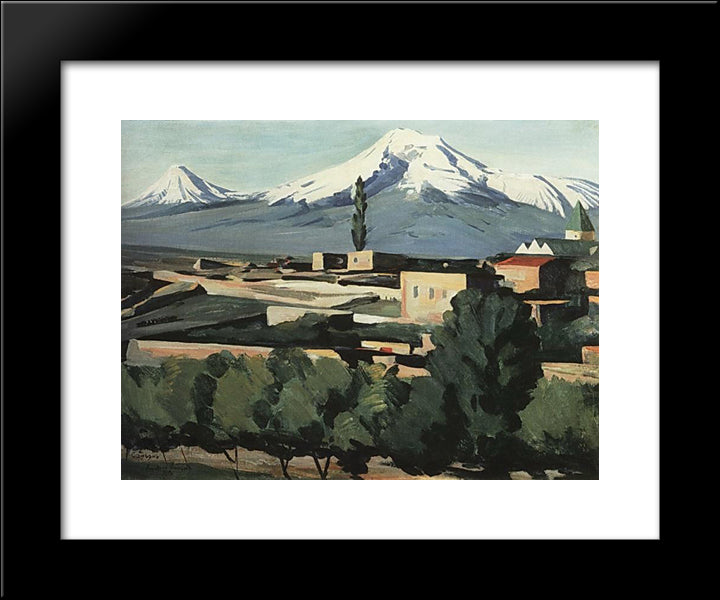 View Of Ararat From Yerevan 20x24 Black Modern Wood Framed Art Print Poster by Saryan, Martiros