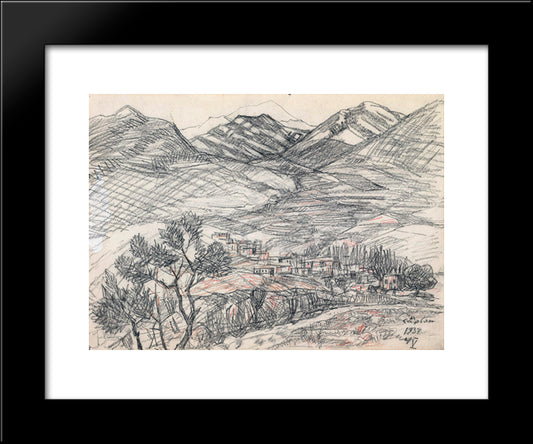 Village At The Foot Of The Mountain 20x24 Black Modern Wood Framed Art Print Poster by Saryan, Martiros