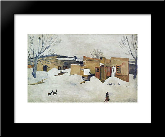 Winter In Yerevan 20x24 Black Modern Wood Framed Art Print Poster by Saryan, Martiros