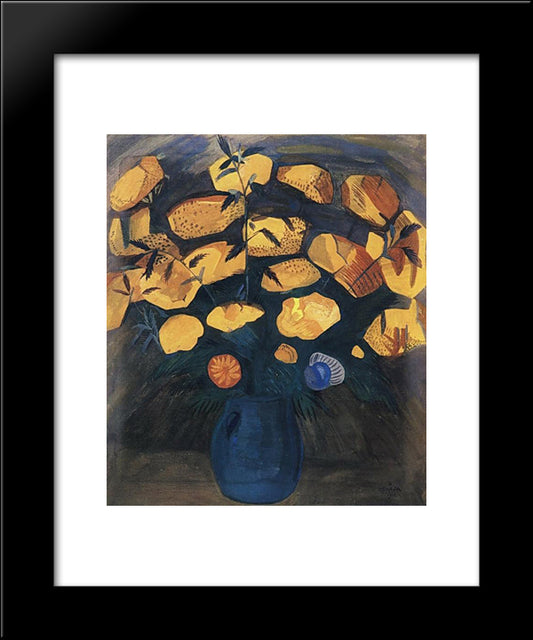 Yellow Flowers 20x24 Black Modern Wood Framed Art Print Poster by Saryan, Martiros