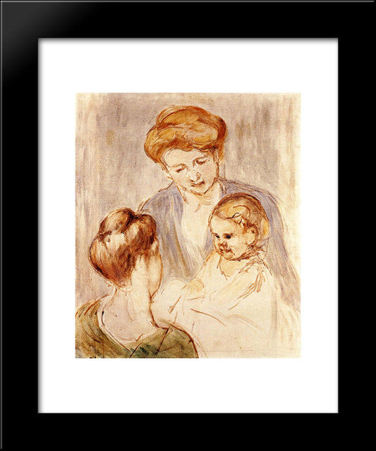 A Baby Smiling At Two Young Women 20x24 Black Modern Wood Framed Art Print Poster by Cassatt, Mary