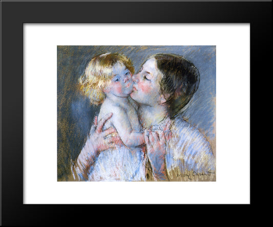 A Kiss For Baby Anne (No. 3) 20x24 Black Modern Wood Framed Art Print Poster by Cassatt, Mary