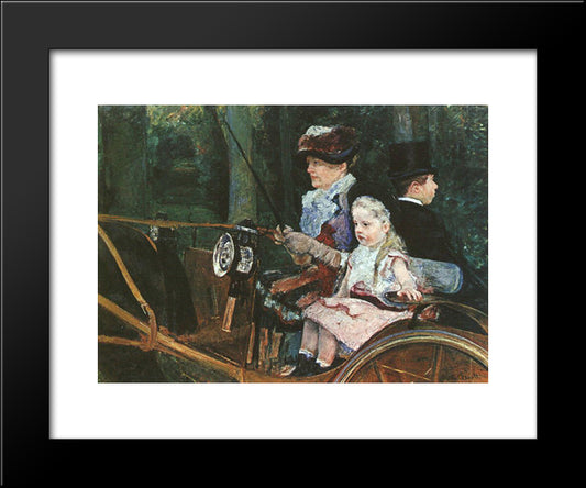 A Woman And Child In The Driving Seat 20x24 Black Modern Wood Framed Art Print Poster by Cassatt, Mary